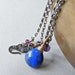 Necklace - sterling silver, wire wrapped, oxidised, lapis lazuli, amethyst, goldfill - Dusk