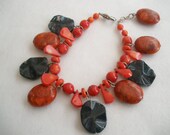 Red Coral & Black Onyx Bracelet