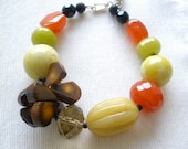 Nectarine Orange and Tender Shoots Green Stone Bracelet