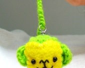 RAEWADOLLY Amigurumi Tiny Little GREEN Monkey Purse and Pet for Blythe Pullip Dal Momoko Licca Barbie Bratz ' Riwa Chung'
