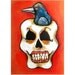 CROW In SKULL Halloween Original Weird Art Painting ACEO