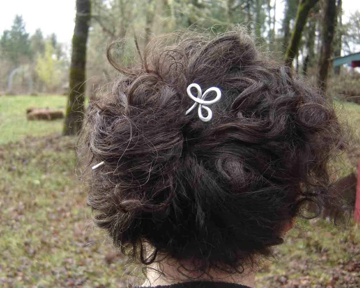 Trinity Clover Loops Aluminum Hair Stick / Shawl Pin / Scarf Pin / Hair Pin - Long Hair Accessory