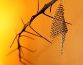 stainless steel mesh dramatic drop earrings.