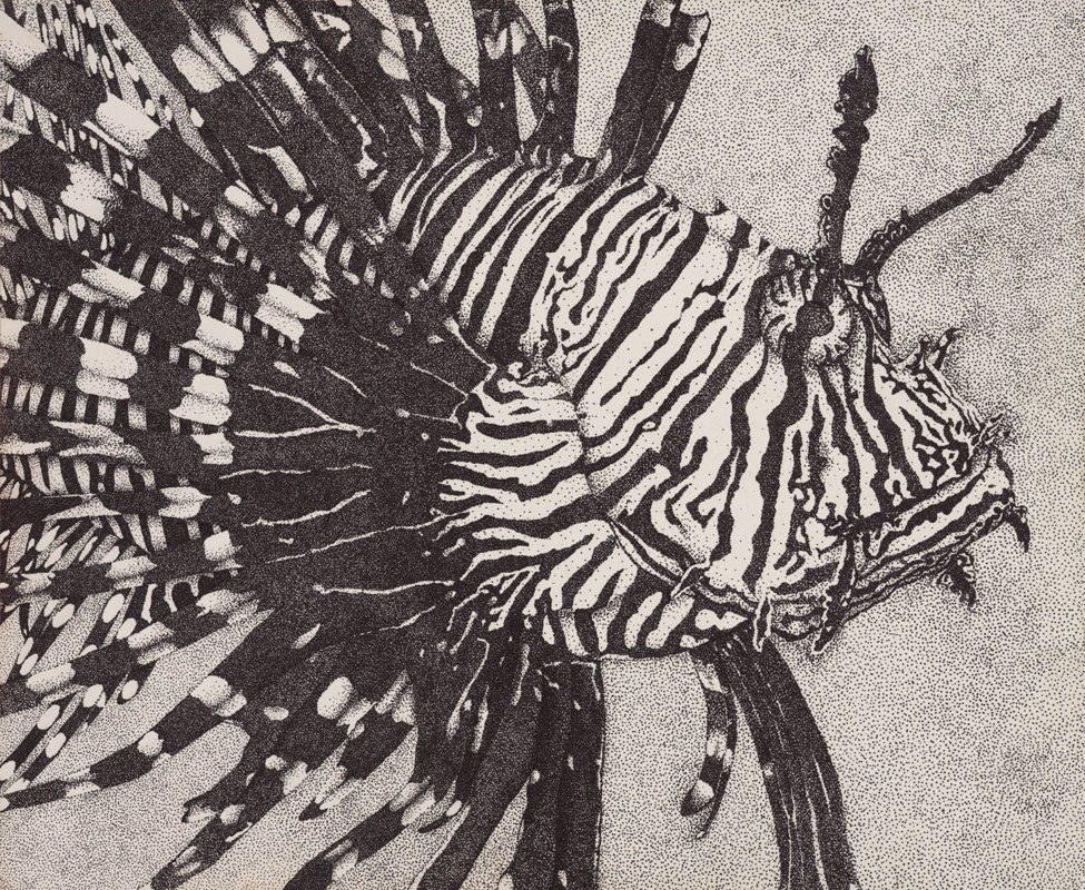 Print Lionfish 10x8 Giclee Pointillism
