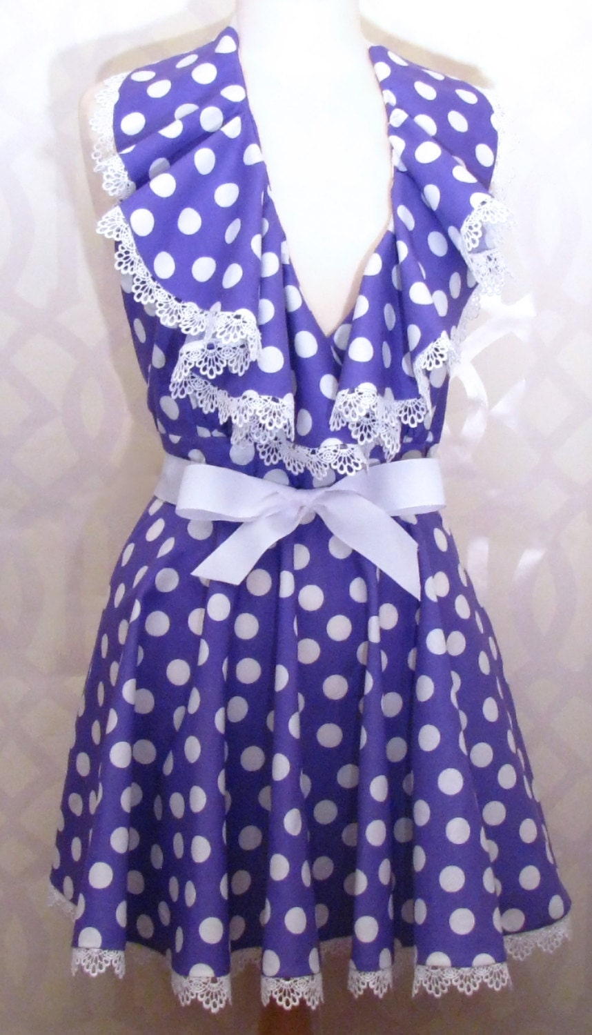 Purple Ruffle Bodice Apron