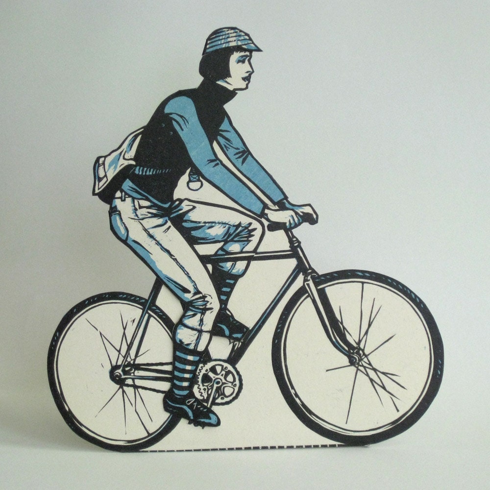 Cyclist Letterpress Paper Doll