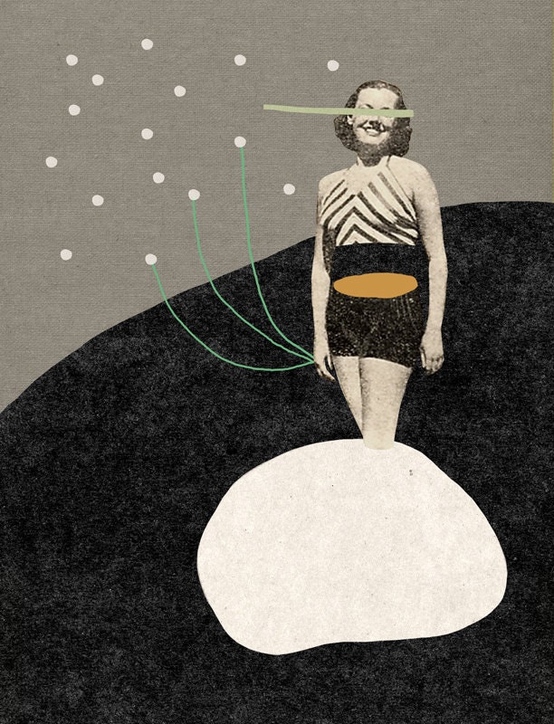 Half woman and fireflies  / Illustration Print