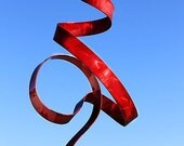 Red Perfect Moment Outdoor Modern Metal Abstract Garden Sculpture /  By Jon Allen