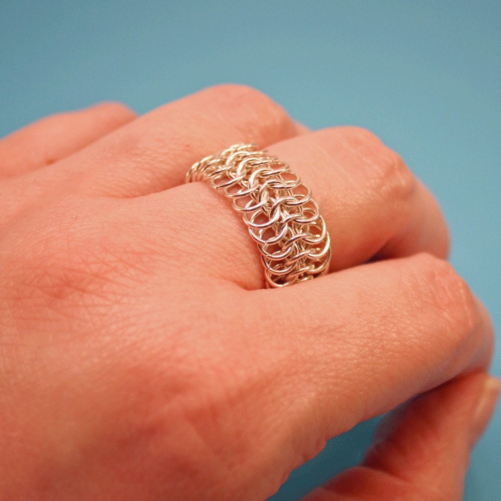Chain Maille Ring Silver Unisex for Men or Women Pick Your Custom Size