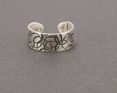 Toe Ring Circles Silver Sterling Adjustable Wide Band Toering