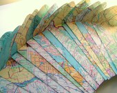 Side-Opening Map envelopes from vintage atlases- set of 10 with address labels & upcycled inserts