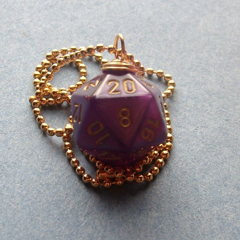 D20 Dice Pendant - Velvet Purple - Geek Gamer DnD Role Playing RPG