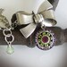 Rhinestone Necklace - Feminine Jewelry - Green and Purple Pendant