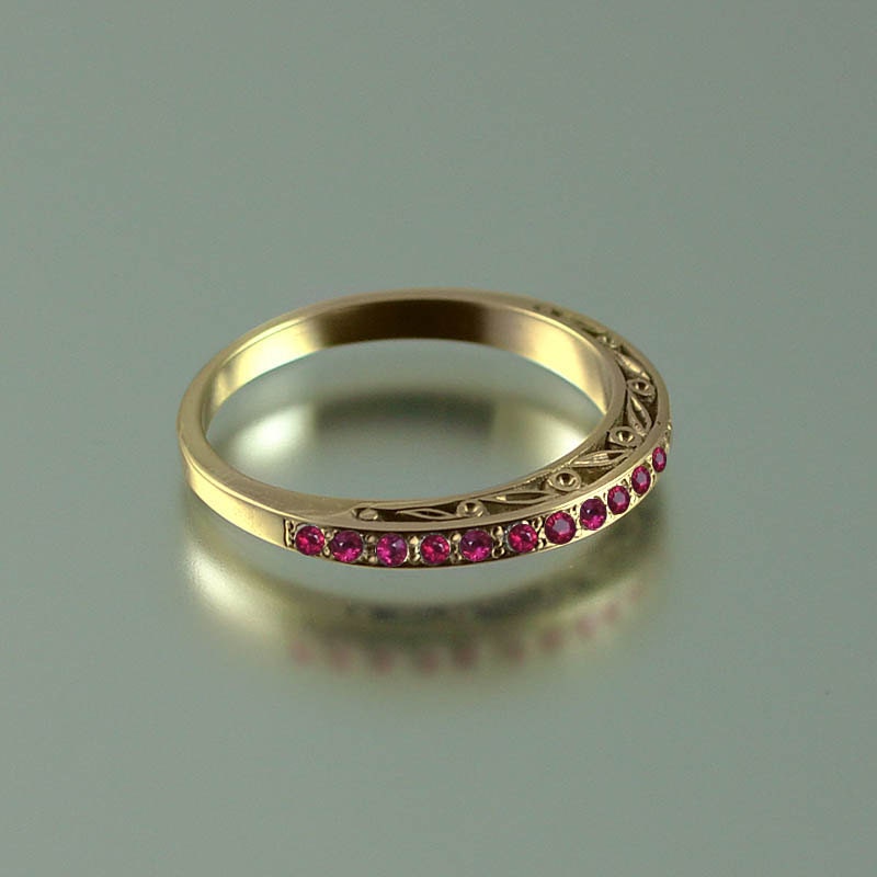 UNDER A SPELL Wedding Band 14k gold and Rubies