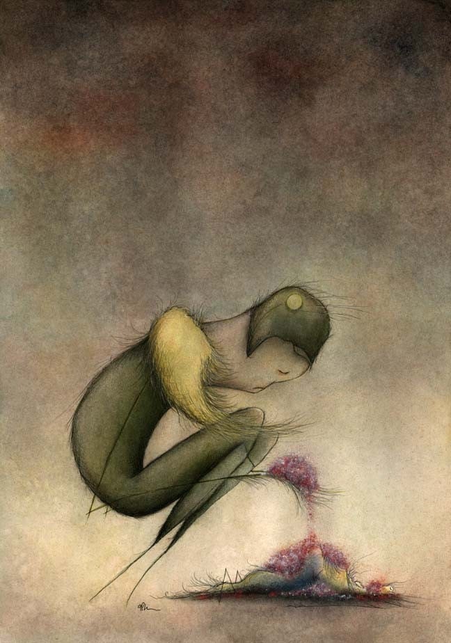 Only In Memory  5x7 fine art giclee print reproduction of an original watercolor and ink illustration