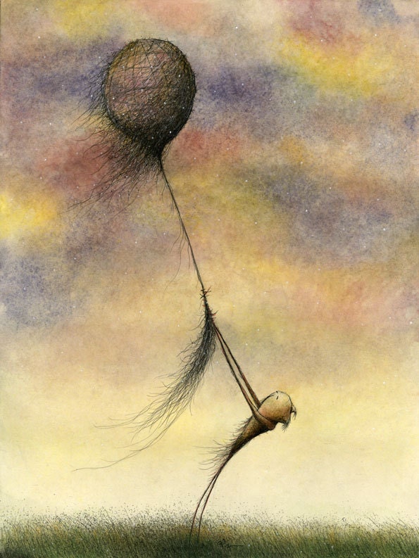 After Winds Long Contrary 13 x 19 fine art giclee print reproduction of an original watercolor and ink illustration