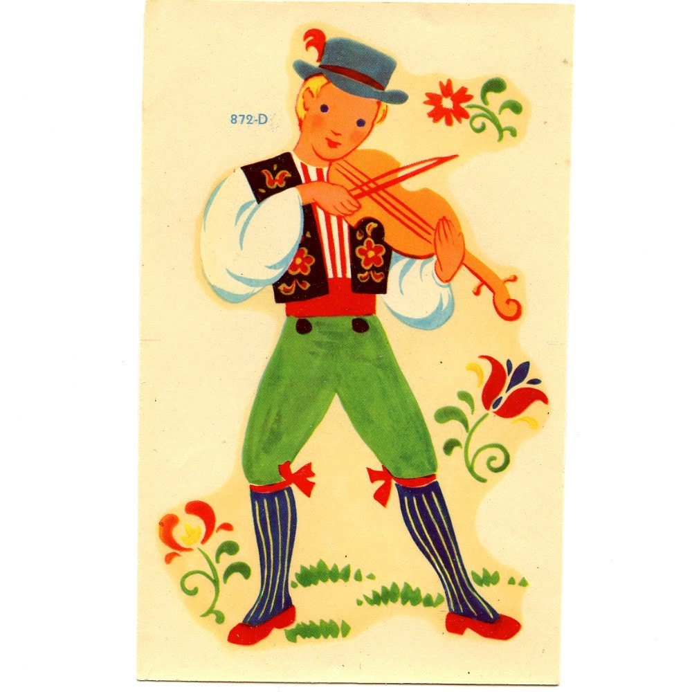 1940's Meyercord Decal TYROLEAN BOY  5 1/2  inches tall  no 872d  MORE AVAlLABLE