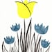 Buy 2 Get 1 FREE -- Watercolor Painting: Watercolor Flowers -- Art Print --  Scandinavian Flowers in Yellow and Blue -- 8x10