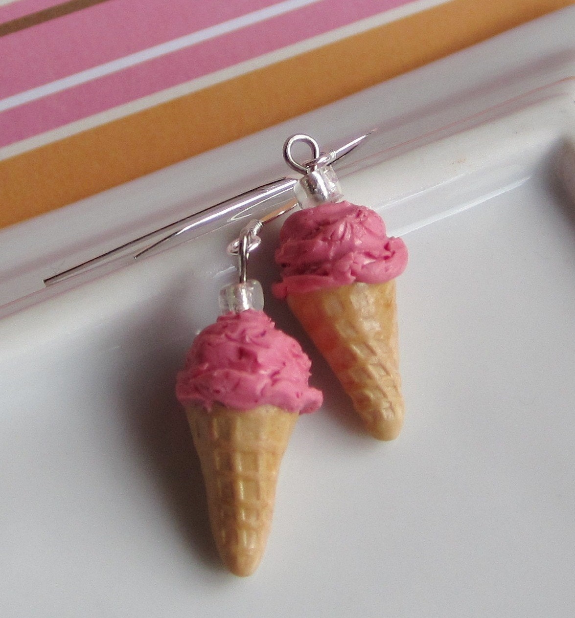 Hot Pink Bubblegum Ice Cream Cone Earrings