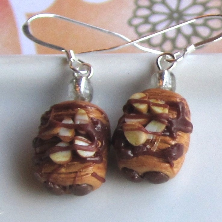 Chocolate Almond Croissant Earrings