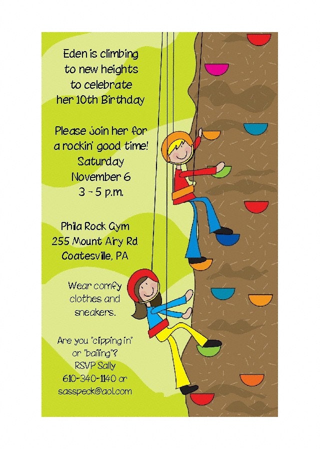 Rock Climbing Kids Party Invitations 2 by PracticallyDarling