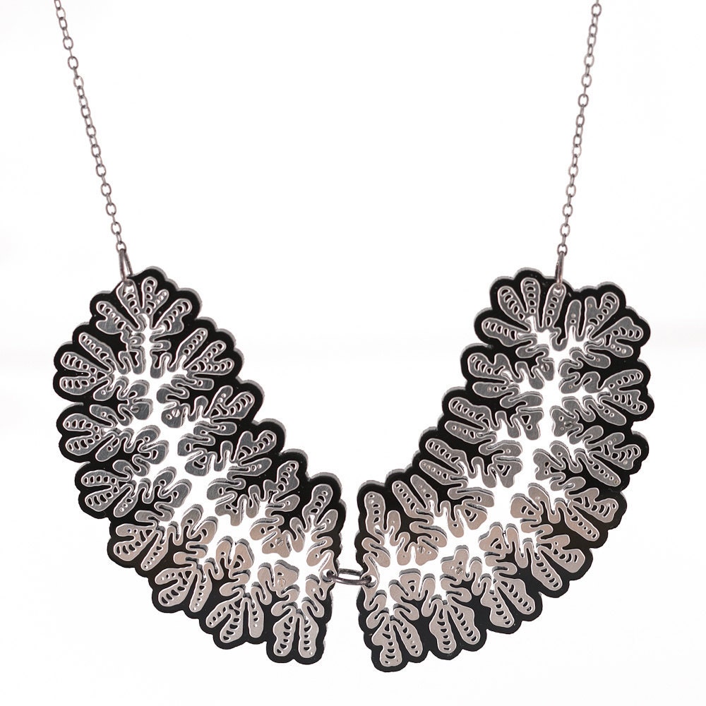 Nudibranch Necklace - stainless steel and black acrylic necklace