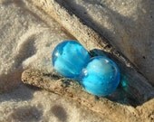 Lampwork, Blue Sparkle Rounds Pair,  Handmade SRA LETEAM Glassymom   DESTASH