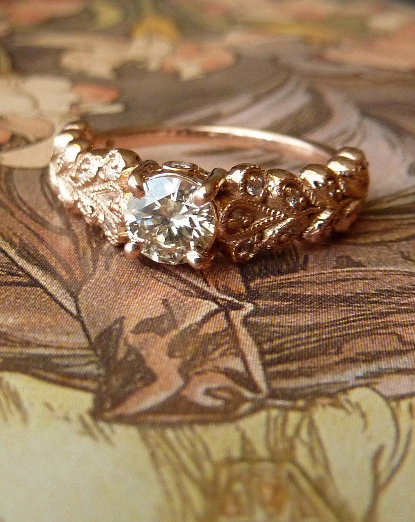 Rose Gold Vintage Petal Diamond Ring