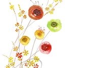 Blossom Reach - Art Print wild flowers spring poppies pansies romantic valentines bouquet watercolor painting kitchen decor Oladesign 8x10