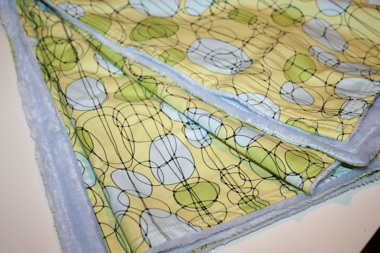 Minky Baby Blanket - Mod Blue and Green - Custom Baby Gift