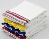 PRIMARY COLORS, Burp Cloth Bundle, newborn gift set of 4 coordinating cloths in red, yellow and blue