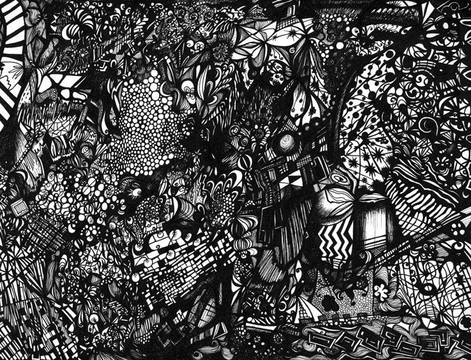 City 8x10 Abstract Fine Art Archival Print of Original Pen and Ink Drawing