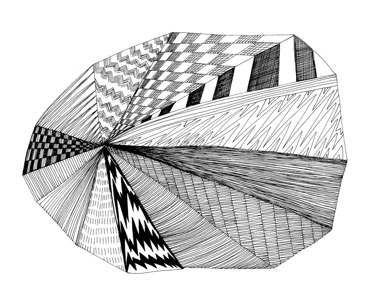 Pie Chart 8x10 Abstract Fine Art Print of Original Pen and Ink Drawing
