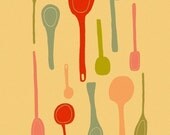 Kitchen Art Print, Kitchen Wall Decor Digital Print, Happy Kitchen Poster Art, Digital Illustration for Kitchen - I LOVE YOUR SPOONS