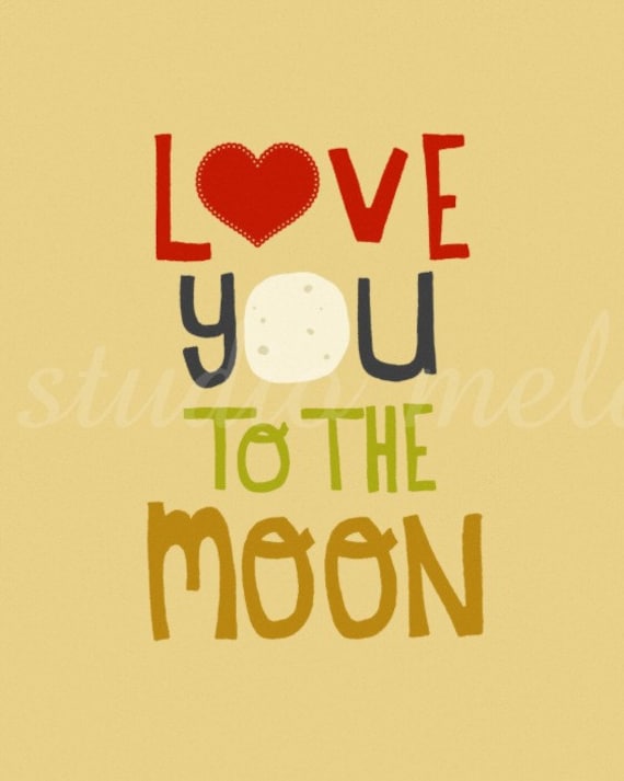 digital illustration, art print, heart, love you to the moon, poster, kids art, love art, drawing print, giclee like print, I ALWAYS WILL