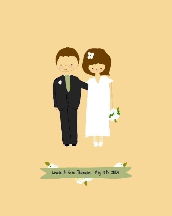 custom portrait, custom art print, wedding poster, wedding gift anniversary, personalized portrait - HAPPILY EVER AFTER