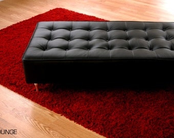 Bokz Leather Button sofa Bench  Mid century eames era modern style furniture