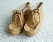 Child's moccasins - tooled leather