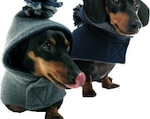 Eco Dog Coat - Recycled Navy Blue Gray Fleece - Medium