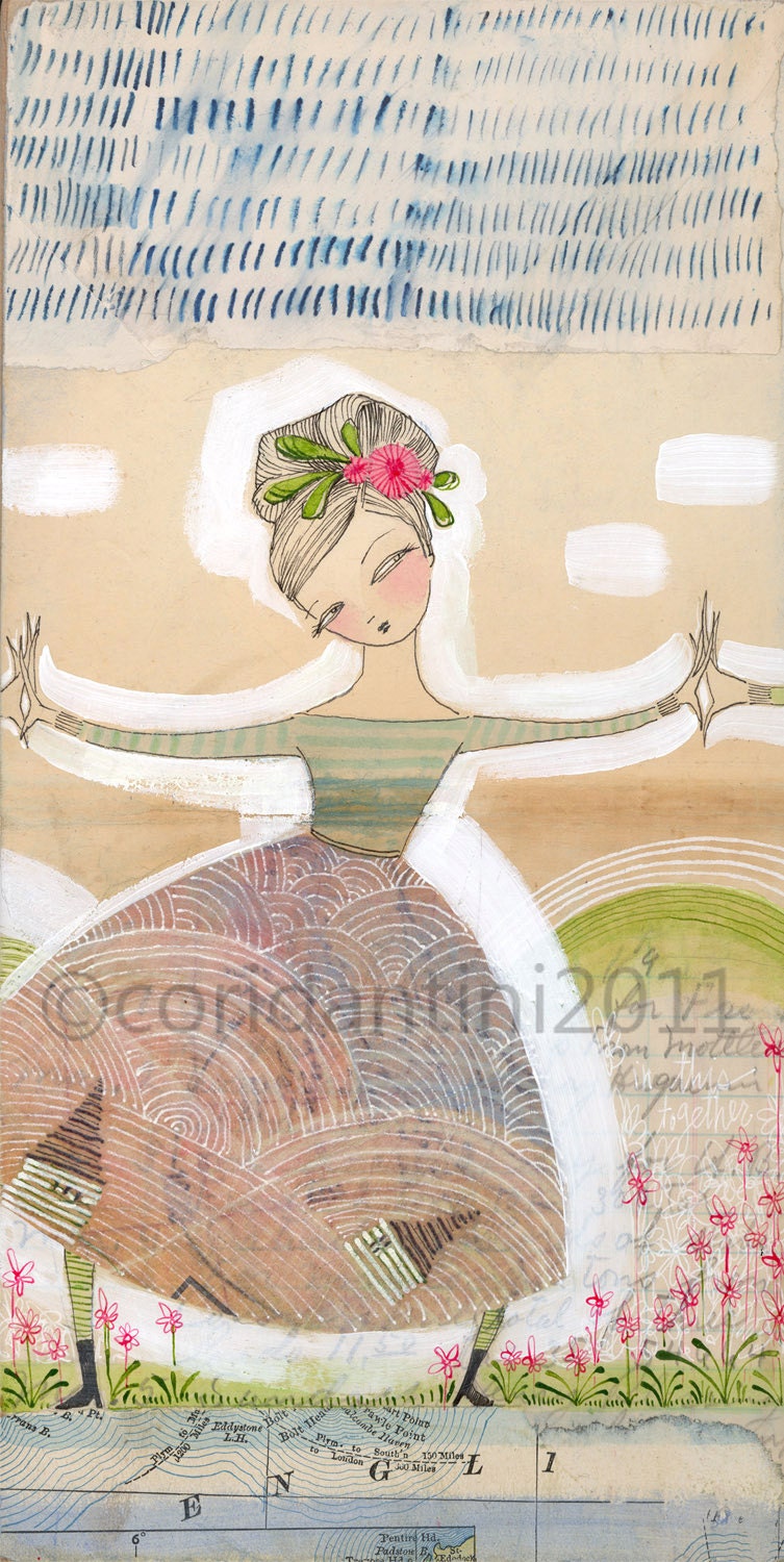 portrait of woman - watercolor painting - friendship and community 5 x 10 - limited edition - ARCHIVAL - PRINT -  cori dantini