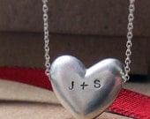 Personalized Heart necklace - custom initials - hand stamped - recycled sterling silver - You plus me