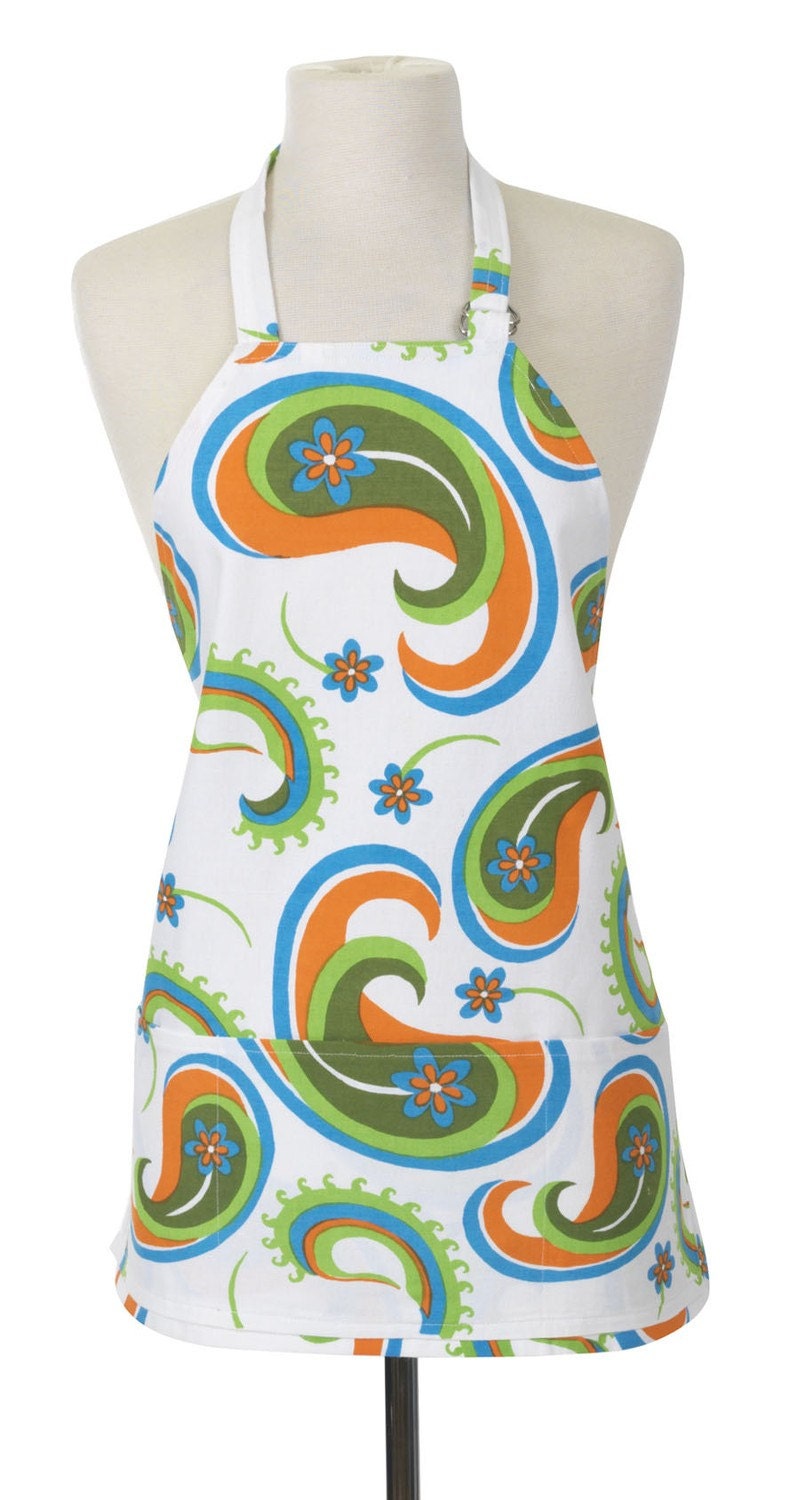 Paisley Long Apron White