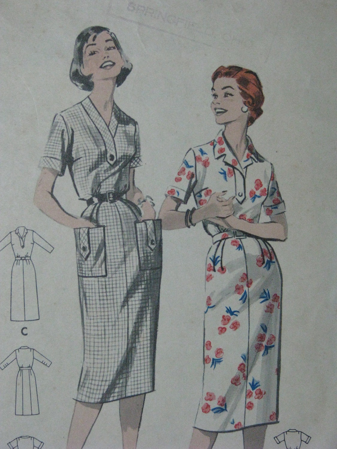 Butterick 8512, late 1950s dress with tab details