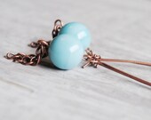 Light Blue Earrings Copper Dangle Gemstones Amazonite