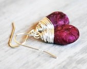 Pink Moonstone Earrings Sterling Silver Gemstones Wire Wrapped