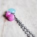 Sterling Silver Necklace Pink and Sky Blue Wire Wrapped Chalcedony Gemstones