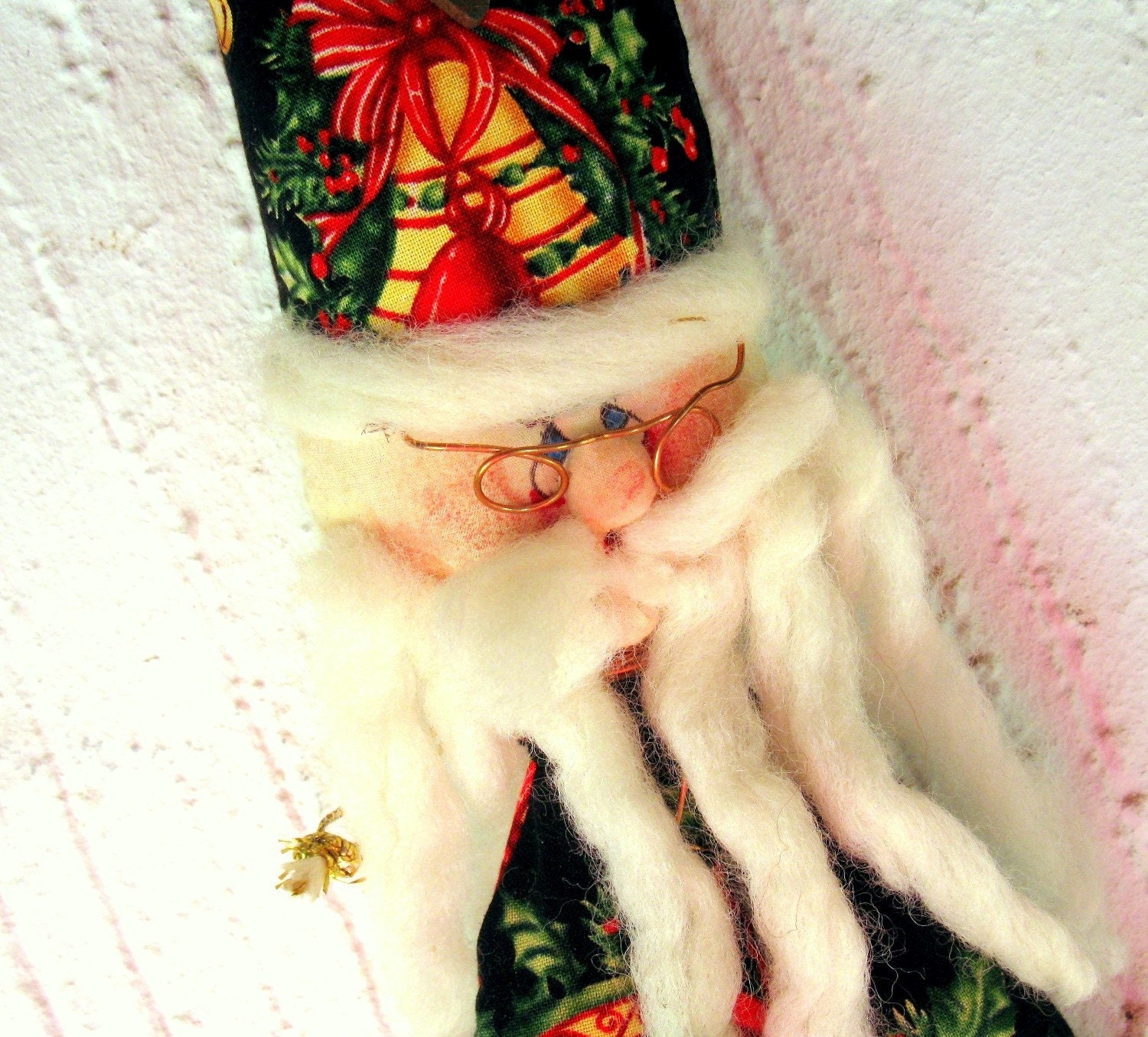 ooak Handmade Contemporary Folk Art Doll- Santa in Black-Ready to ship