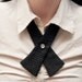 Womens Neck Tie - Black with Tiny White Polka Dots
