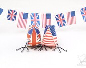 4th July USA and British Flag Paper Birds Custom Wedding Cake Topper Anniversary Art Sculpture Home Decor Paper Art