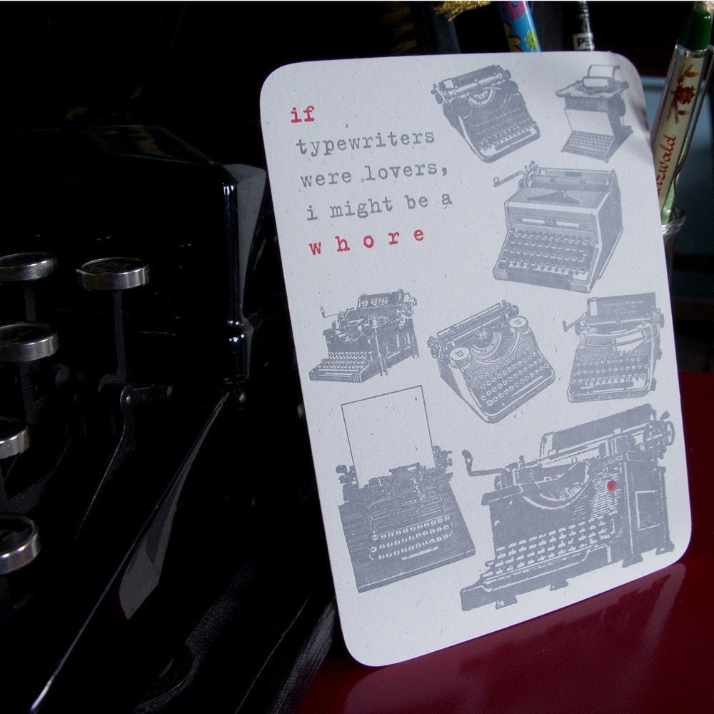typewriter whore postcard